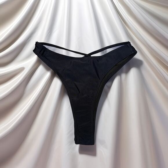 New Small Strappy High Cut Black Cheeky Bikini Swim Bottoms Booty‎ Brazillian - Picture 3 of 3